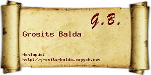 Grosits Balda névjegykártya